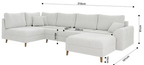 Кремав ъглов диван от плат букле (десен ъгъл/"U" форма) Ariella – Ropez