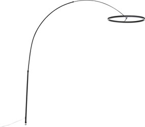 Дизайнерска дъгова подова лампа черна, включваща LED димируема в 3 стъпки - Anello