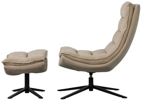 Въртящ се шенилов фотьойл с табуретка в естествен цвят Kube – WOOOD