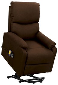329754 vidaXL Изправящ масажен стол, тъмнокафяв, текстил