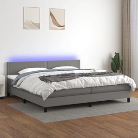 3133102 vidaXL Боксспринг легло с матрак и LED, тъмносива, 200x200 см, плат