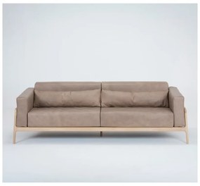 Светлокафяв диван от биволска кожа с масивна дъбова конструкция , 240 см Fawn - Gazzda