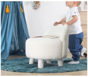 Бял детски фотьойл от плат букле Moouv – Artie