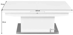 БЯЛА РАЗТЕГАТЕЛНА ХОЛНА МАСА ДЖЕНИФЪР С ПОВДИГАЩ СЕ ПЛОТ 125/70/50 СМ