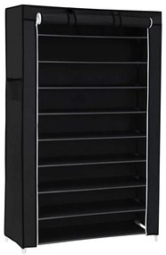 Текстилен шкаф за съхранение с рафтове MATIS 88x160 см, черен