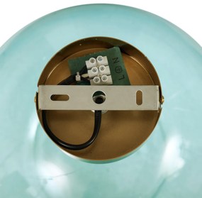 Арт Деко плафон месинг със синьо стъкло - Sandra