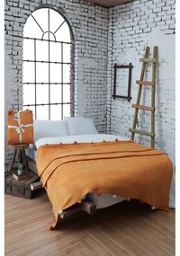 Покривало за легло от флийс в цвят горчица 200x220 cm Pom Pom – Mijolnir