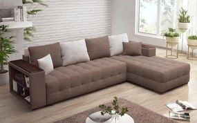 Разтегателен ъглов диван с подлакътник етажерка Мелвин Спринг