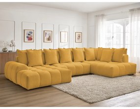 Шенилов сгъваем/с място за съхранение ъглов диван в цвят горчица (десен ъгъл/U форма) Everest – Bobochic Paris