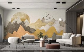 Фототапет с геометрични планини в топли земни тонове