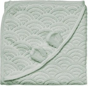 Детска хавлия с качулка от органичен памук в цвят мента 80x80 cm Dusty Green – Cam Cam Copenhagen