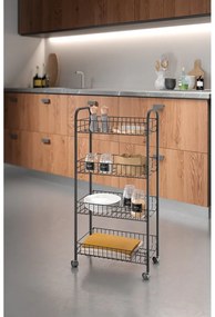 Черен метален подвижен рафт 41x84 cm Ascona - Metaltex