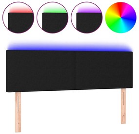 3121332 vidaXL LED горна табла за легло, черна, 144x5x78/88 см, плат