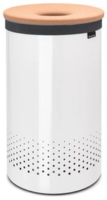 Кош за пране Brabantia 90300241, 60 л, Корков капак, Пълнене без отваряне, Вентилационни отвори, Бял