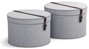 Светлосиви картонени кутии за съхранение с капаци в комплект от 2 бр. ø 37,5x25,5 cm Rut – Bigso Box of Sweden