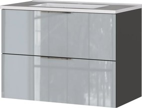 Сив гланцов стенен шкаф с мивка 81x61 cm Vasio – Germania