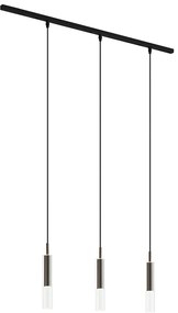 Модерна релсова осветителна система черна с 3 висящи лампи тъмен бронз 1-фазна - Slimline Loyce