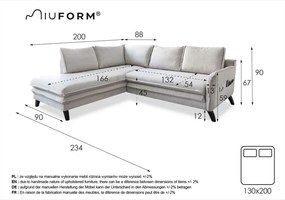 Ъглов разтегателен диван в прахово розово L, ляв ъгъл Charming Charlie - Miuform