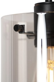 Интелигентна висяща лампа черна с опушено стъкло, включително 3 WiFi ST64 - Dome