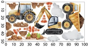 Комплект стикери за стена за момче - превозни средства и строителни машини Šírka: 100 cm | Dĺžka: 200 cm