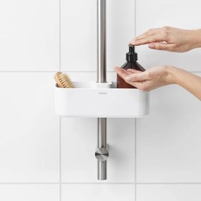 Органайзер за душ Brabantia ReNew 1004187, 7.5х13.3х24.4 см, Дъно с отвори за вода, Устойчивост на корозия, Бял