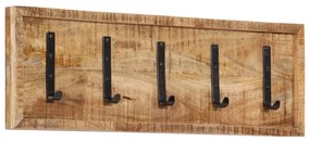 358953 vidaXL Стенна закачалка с 5 куки манго масивно дърво