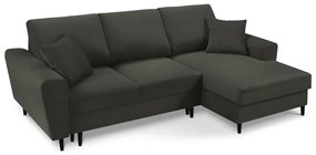 Черен разтегателен ъглов диван с място за съхранение от рипсено кадифе (десен ъгъл) Kyoto – Cosmopolitan Design