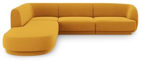 Кадифен ъглов диван (ляв ъгъл) в цвят горчица Miley - Micadoni Home