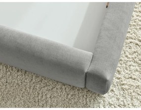 Светлосиво тапицирано двойно легло с място за съхранение с решетка 160x200 cm Vernon - Bobochic Paris