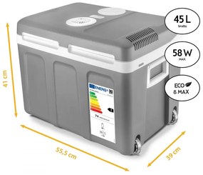 Електрическа хладилна чанта First Austria FA-5170-2-USB, 58W, 40 л, Клас F, 240/12V, USB, Вътрешна организация, Сив/бял