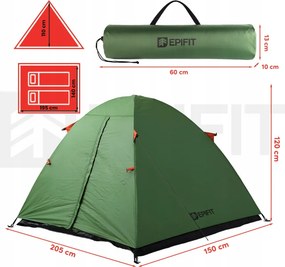 EPIFIT HORIZON 2.0, палатка за 2 души – 205 × 150 × 120 см