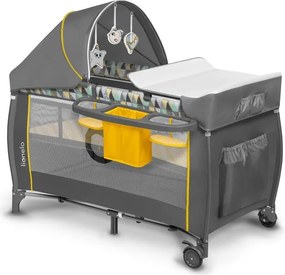 Lionelo - Преносима бебешка кошара SVEN PLUS сива/жълта