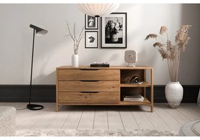 Нисък скрин от масивен дъб в естествен цвят 140x64 cm Twig – The Beds