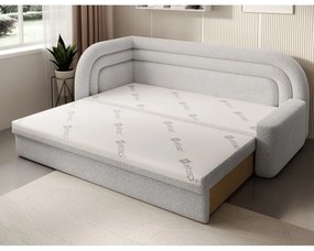 Кремав сгъваем/с място за съхранение диван от прежда с примки от букле ляв ъгъл 223 cm Fabillo – ELTAP