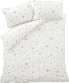 Кремаво единично спално бельо от памук перкал 135x200 cm Vintage Rosebud Lace – Bianca