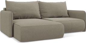 Бежов разтегателен ъглов диван с място за съхранение (ляв ъгъл) Nanea – Makamii