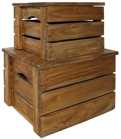 244498 vidaXL Комплект щайги за съхранение, 2 части, махагоново дърво масив