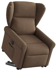 3303398 vidaXL Електрически изправящ реклайнер стол, кафяв, текстил