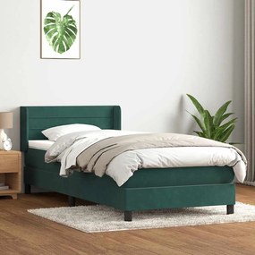 3318180 vidaXL Box Spring легло с матрак Тъмнозелено 80x210 cm Кадифе