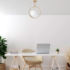 Осветително тяло за таван в златист цвят със стъклен абажур 39x26 cm Dolunay – Opviq lights