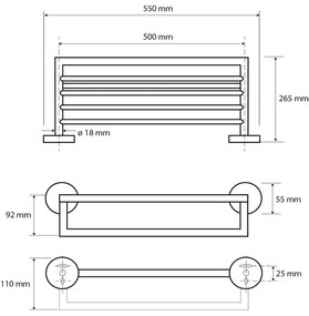 Черна месингова етажерка за кърпи, широчина 55 cm X-Round - Sapho