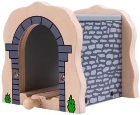 Bigjigs - Дървен тухлен тунел с релса - Сив