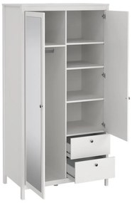 Бял гардероб с огледало 102x199x58 cm Madrid – Tvilum