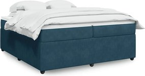 3285666 vidaXL Боксспринг легло с матрак, тъмносиньо, 200x200 см, кадифе