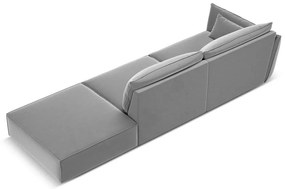 Светлосив кадифен диван ляв ъгъл 264 cm Vanda – Mazzini Sofas