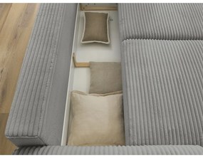 Тъмносив разтегателен диван от рипсено кадифе 257 cm Lucien – Bobochic Paris