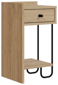 Нощно шкафче в дъбов декор с рафтове в естествен цвят Mercure - Marckeric