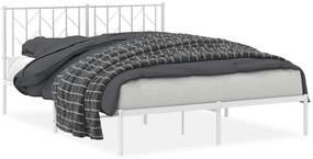 374488 vidaXL Метална рамка за легло с горна табла, бяла, 150x200 см