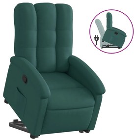 3204098 vidaXL Изправящ реклайнер стол, тъмнозелен, текстил