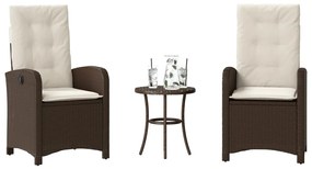 365178 vidaXL Бистро комплект с възглавници 3 части кафяв полиратан